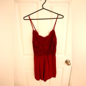 GUESS crimson lace romper size XS